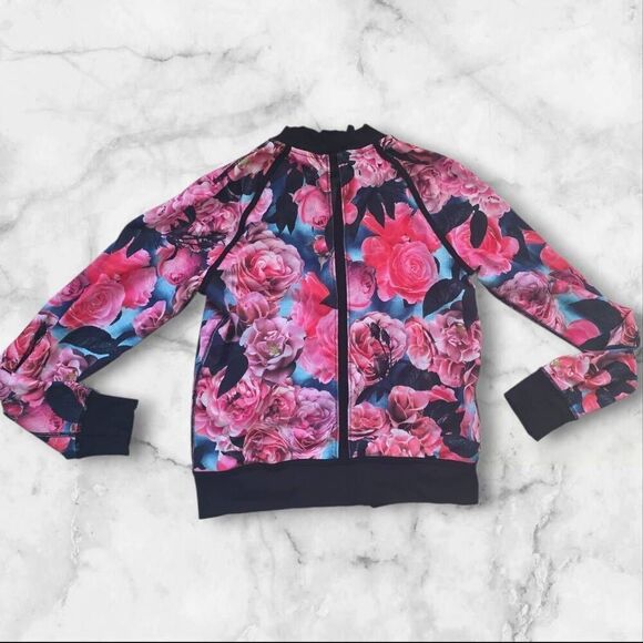 Lululemon Hold Your Om Hoodie Jacket Secret Garden Black Floral Zip Size 8 - Picture 4 of 5